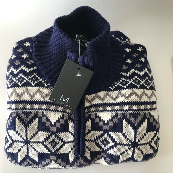 NWT Magaschoni Fair Isle Pullover Sweater 1/4 Zip - Picture 6 of 8